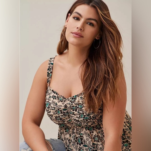 Torrid ❤️‍🔥 Babydoll Stretch Mesh Shirred Bodice Tank - Picture 2 of 10